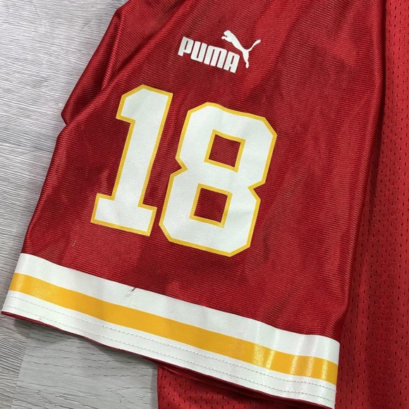 VINTAGE Kansas City Chiefs Elvis Grbac 18 Jersey Mens 2XL Red NFL Football Puma - Picture 13 of 15